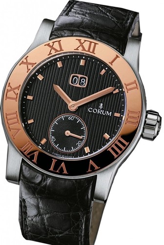 Corum Romulus Big Date (SS-RG/black /Leather )