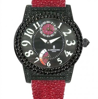 de Grisogono Tondo Ladies (Black WG-Diamonds / Black / Red Strap)