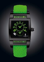 de Grisogono Uno DF N28/A (SS-PVD / Black / Green Gems)