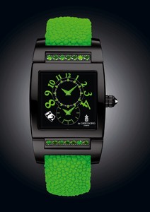 de Grisogono Uno DF N28/A (SS-PVD / Black / Green Gems)