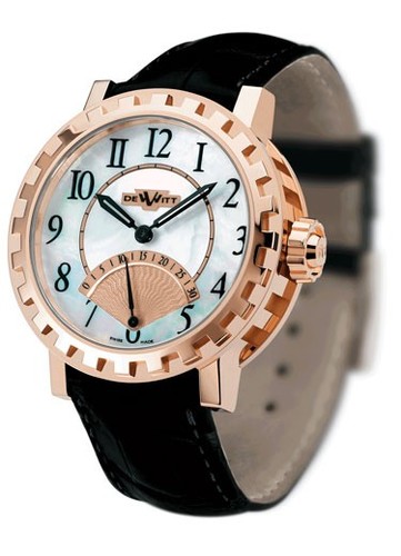 DeWitt Second Retrograde(RG-Diamonds / White MOP / Leather) AC.1102.53.M652