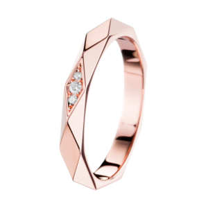 Boucheron Facette Pink Gold Wedding Band Dıamonds