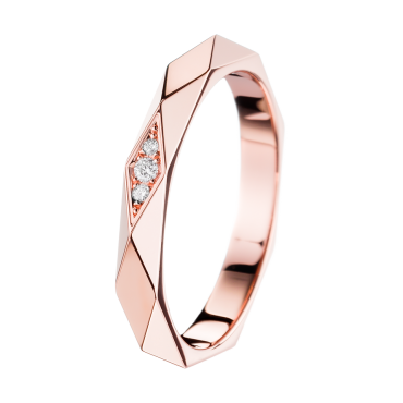 Boucheron Facette Pink Gold Wedding Band Dıamonds