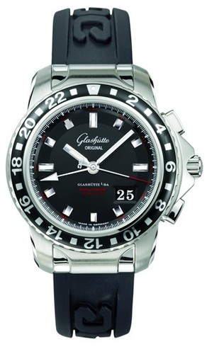 Glashutte Original Evolution GMT (SS / Black / Rubber) 39-55-43-03-04