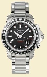 Glashutte Original Evolution GMT (SS / Black / Stainless Steel Bracelet) 39-55-43-03-14