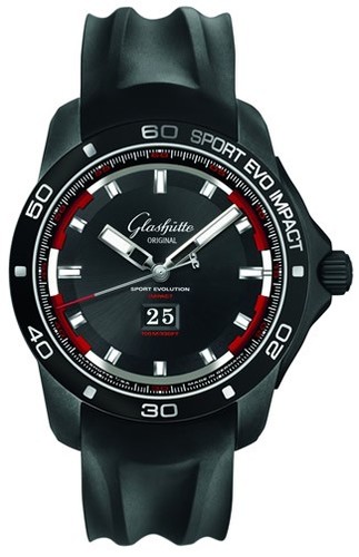 Glashutte Original Impact Panorama Date (Black SS / Black / Rubber) 39-47-16-16-04