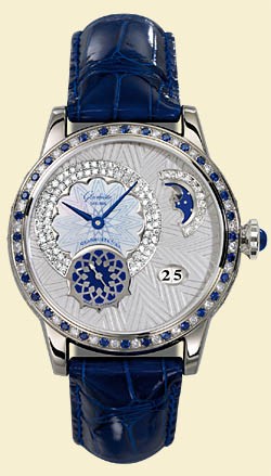 Glashutte Original Nordic Light (WG / Blue-Diamonds / Leather-Satin Strap) 90-02-62-62-04