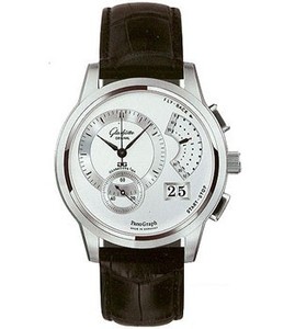 Glashutte Original PanoDate PanoGraph (Steel / Silver / Leather) 61-01-02-02-04