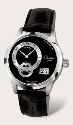 Glashutte Original PanoDate PanoMaticDate (Platinum / Black / Leather) 90-01-03-03-04