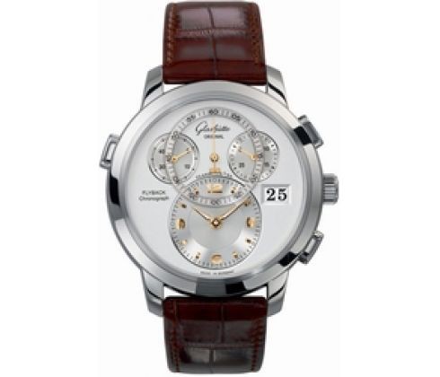 Glashutte Original PanoMatic Chrono XL (WG / Silver / Leather) 95-01-31-24-04