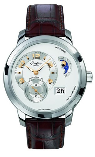 Glashutte Original PanoMatic Lunar XL (WG / Silver / Leather) 90-02-31-14-04
