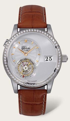 Glashutte Original PanoMatic Tourbillon (Platinum-Diamonds / Silver / Leather) 93-01-13-13-04
