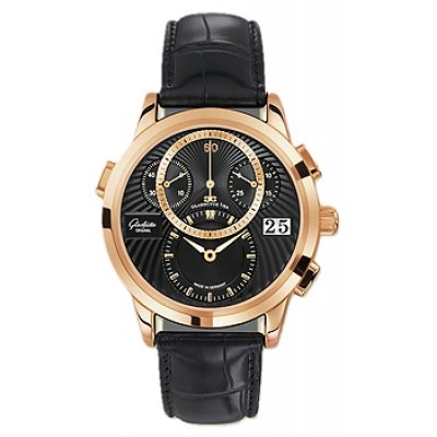 Glashutte Original PanoMaticChrono (RG / Black / Leather) 95-01-11-01-04