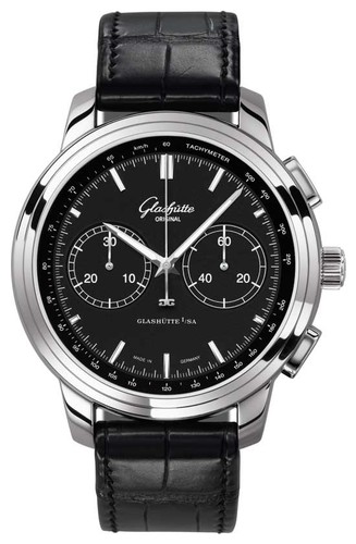 Glashutte Original Senator Chronograph XL (SS / Black / Leather) 39-34-20-42-04