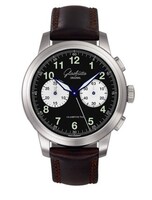 Glashutte Original Senator Navigator Chronograph (SS / Black-White / Leather) 39-34-07-07-04