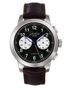 Glashutte Original Senator Navigator Chronograph (SS / Black-White / Leather) 39-34-07-07-04