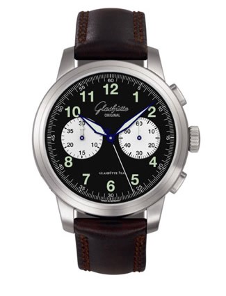 Glashutte Original Senator Navigator Chronograph (SS / Black-White / Leather) 39-34-07-07-04