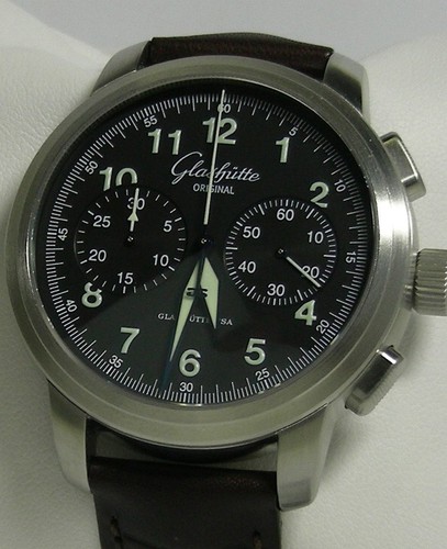 Glashutte Original Senator Navigator Chronograph (SS / Black / Leather) 39-34-17-17-04