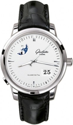 Glashutte Original Senator Panorama Date Moon Phase (SS / Silver / Leather) 100-04-13-02-04