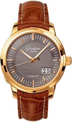 Glashutte Original Senator Panorama Date (RG / Anthracite / Leather / Cal100) 100-03-02-01-04