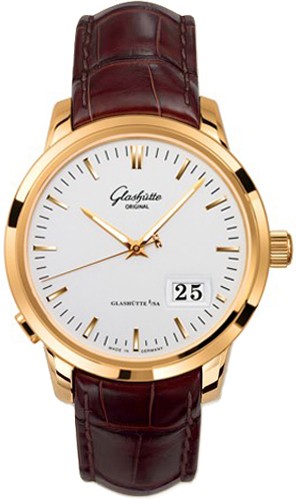 Glashutte Original Senator Panorama Date (RG / Silver / Leather) 100-03-11-01-04