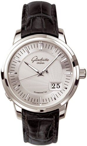 Glashutte Original Senator Panorama Date (Steel / Silver / Leather / Cal100) 100-03-03-02-04