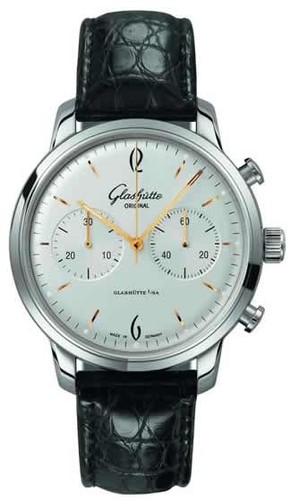 Glashutte Original Senator Sixties Chronograph (SS / Silver / Leather) 39-34-03-22-04