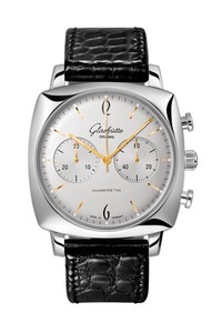 Glashutte Original Senator Sixties Square Chronograph (SS / Silver / Leather) 39-34-03-32-04