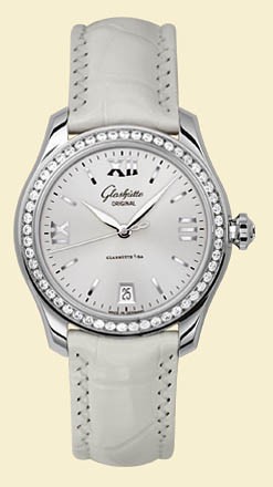 Glashutte Original Serenade (SS / Silver-Diamonds / Beige Crocodile Leather Strap) 39-22-02-22-04