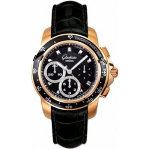 Glashutte Original Sport Evolution Chronograph (RG / Black / Leather) 39-31-43-61-02