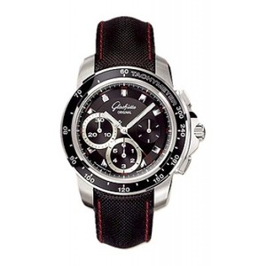 Glashutte Original Sport Evolution Chronograph (SS / Black / Trieste Strap) 39-31-43-03-03