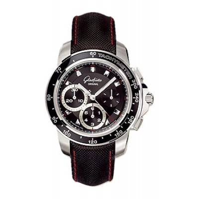 Glashutte Original Sport Evolution Chronograph (SS / Black / Trieste Strap) 39-31-43-03-03