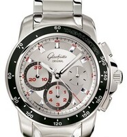 Glashutte Original Sport Evolution Chronograph (SS / Silver-Red / SS Bracelet) 39-31-46-03-14