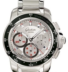 Glashutte Original Sport Evolution Chronograph (SS / Silver-Red / SS Bracelet) 39-31-46-03-14