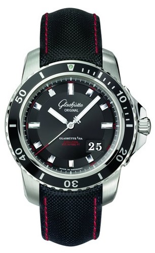Glashutte Original Sport Evolution Panorama Date (SS / Black / Trieste Strap) 39-42-43-03-03