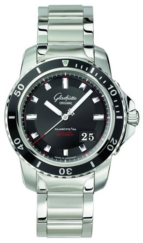 Glashutte Original Sport Evolution Panorama Date (Steel / Black / Steel) 39-42-43-03-14