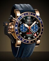 Graham Chronofighter Oversize GMT Blue All Gold (RG / Black / Blue Rubber Strap) 2OVGR.B26A