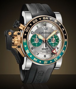 Graham Chronofighter Oversize GMT (SS-RG-PVD / Silver / Rubber Strap) 2OVGG.S06A