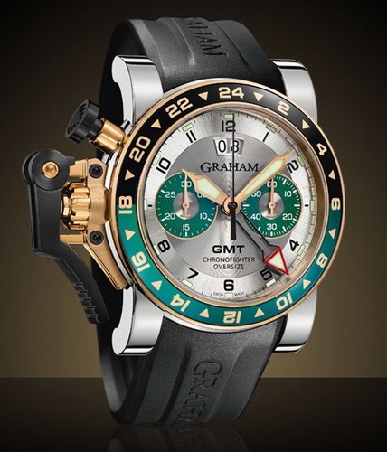 Graham Chronofighter Oversize GMT (SS-RG-PVD / Silver / Rubber Strap) 2OVGG.S06A