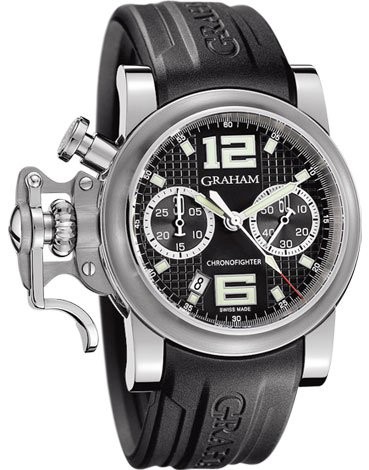 Graham Chronofighter R.A.C. Black Shock (SS / Black / Rubber) 2CRBS.B03A.K25B