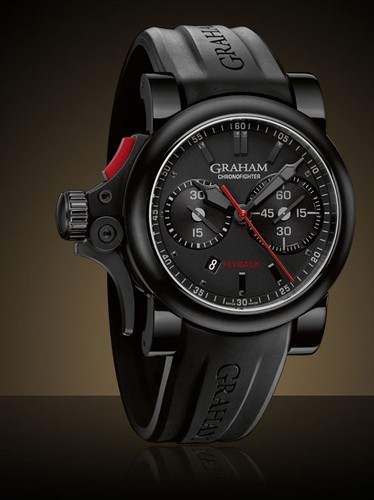 Graham Chronofighter Trigger Flyback (SS-PVD / Black / Rubber Strap) 2TRAB.B10A