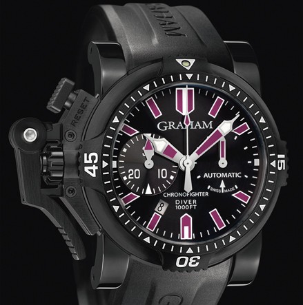Graham Graham Chronofighter Oversize DIVER DEEP PURPLE (Black PVD/ Black /Rubber) 20VEZ.B24A.K10N