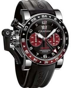 Graham Oversize GMT Bordeaux (SS / Black-Red / Rubber Strap) 2OVGS.B20A