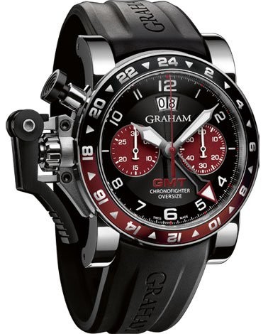 Graham Oversize GMT Bordeaux (SS / Black-Red / Rubber Strap) 2OVGS.B20A