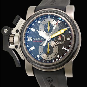 Graham Oversized Chronofighter Airwing Black Carbon (Titanium-Carbon / Grey / Rubber Strap) 20VK1.B09A.K1
