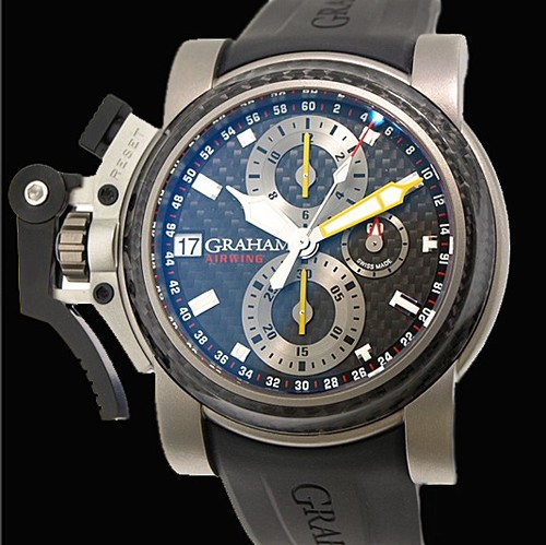 Graham Oversized Chronofighter Airwing Black Carbon (Titanium-Carbon / Grey / Rubber Strap) 20VK1.B09A.K1