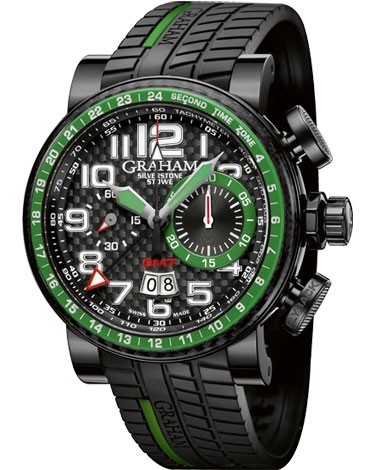 Graham Silverstone Stowe GMT Green (SS-PVD / Black / Black Rubber Strap) 2BLCB.B07A.K56N