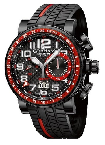 Graham Silverstone Stowe GMT Red (SS-PVD / Black / Black Rubber Strap) 2BLCB.B10A.K60N