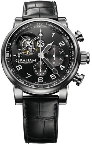 Graham Silverstone Tourbillograph (SS / Black / Leather Strap) 2TSAS.B02A