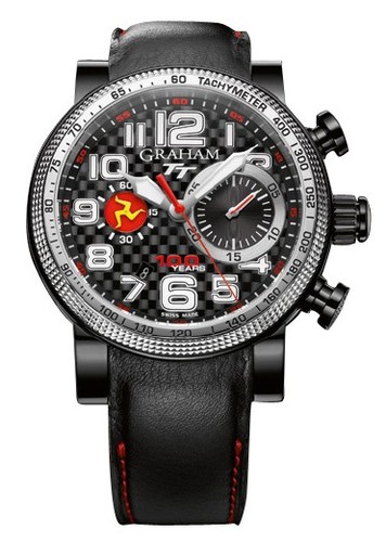 Graham Silverstone Tourist Trophy (SS-PVD / Black Carbon / Leather Strap) 2BLUV.B25R.